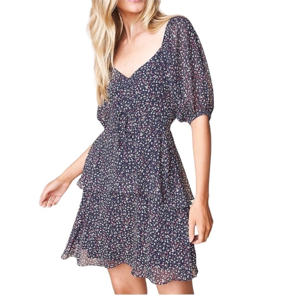 Sugarlips Sugar + Lips Dress Ashlee Floral Back Cut Out Mini Size L - Picture 1 of 15